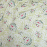 Tessuto Cotone H 150 cm - PORCELLANE/VERDE