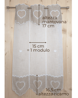 Tenda a vetro ricamata - CUORE BEIGE