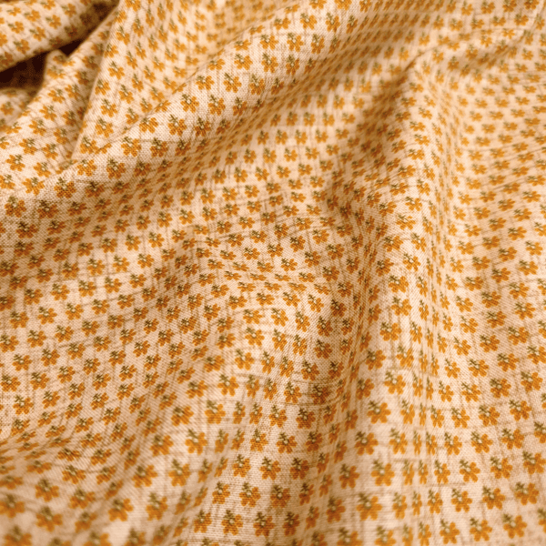 Cotone Americano H 110 cm - MINI FIORELLINI SENAPE