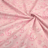 Piquet millerighe con stampa digitale H 150 cm - CONIGLIETTE IN CIELO/ROSA