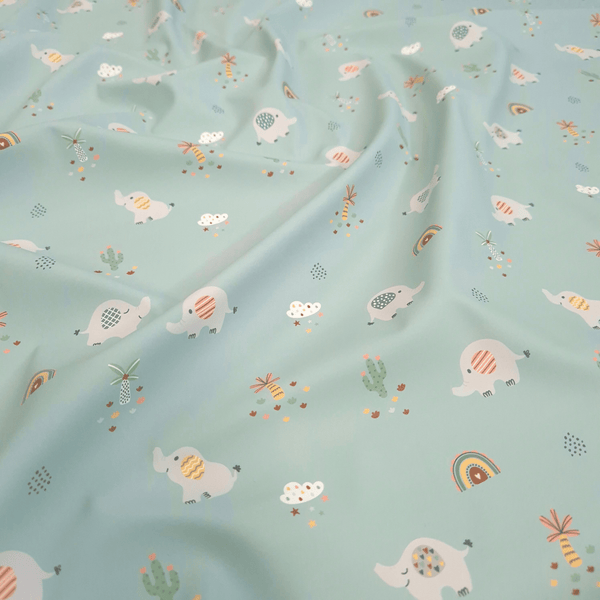 Tessuto Impermeabile H 145 cm - ELEFANTINI/MENTA