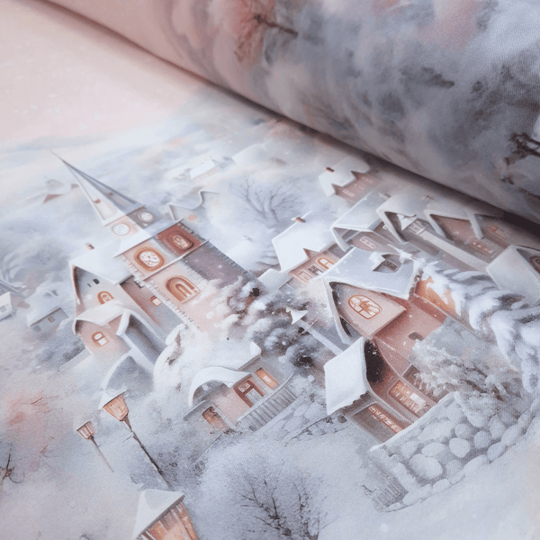 Tessuto per Tovaglie con abbassamento H 160 cm - PAESAGGIO INNEVATO