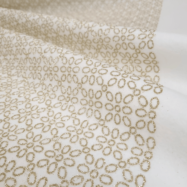 Pannolenci H 155 cm - LATTE FIORI GEOMETRICI GLITTER ORO