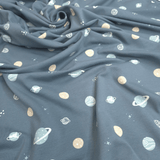 Jersey di Cotone H 150 cm - PIANETI/POLVERE SCURO