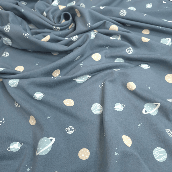 Jersey di Cotone H 150 cm - PIANETI/POLVERE SCURO