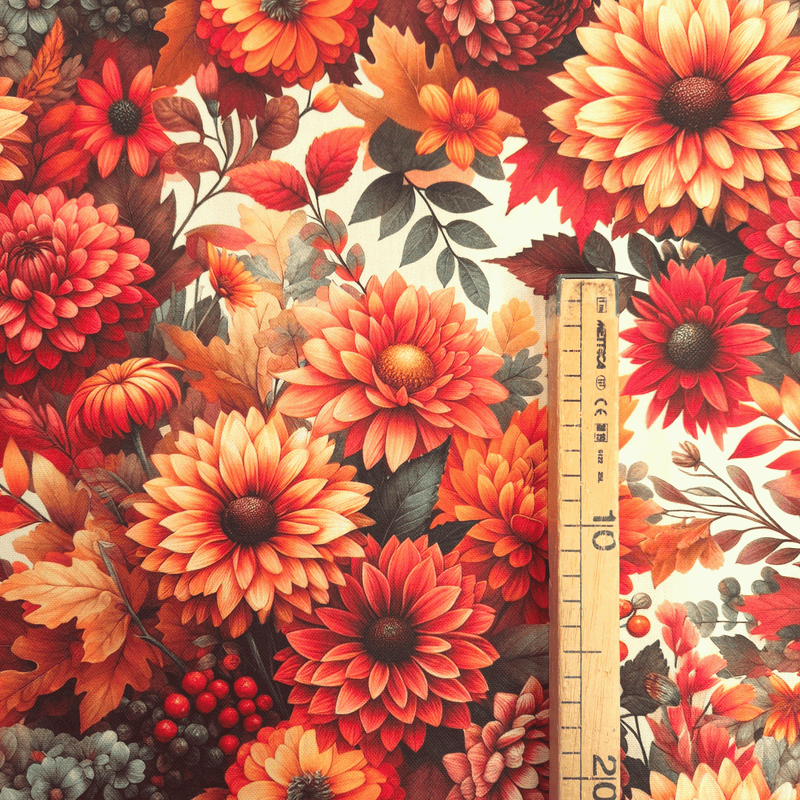 Cotone Fondo Panama Stampa Digitale H 280 cm - AUTUNNO FIORITO