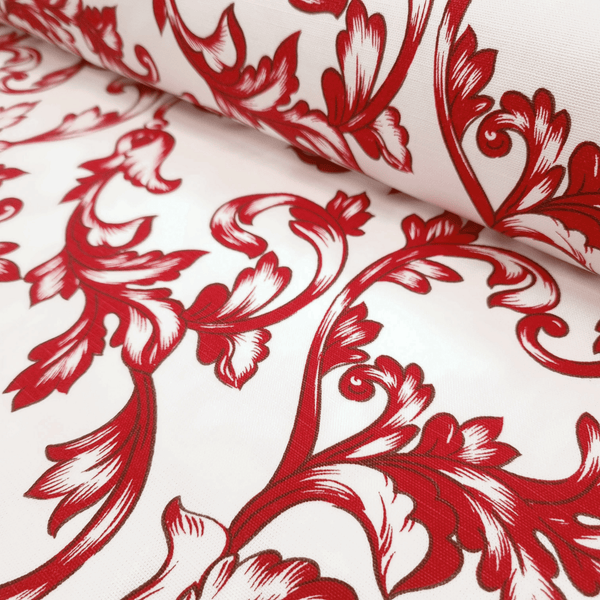 Cotone Fondo Panama H 150 cm - MOTIVO DAMASCATO ROSSO