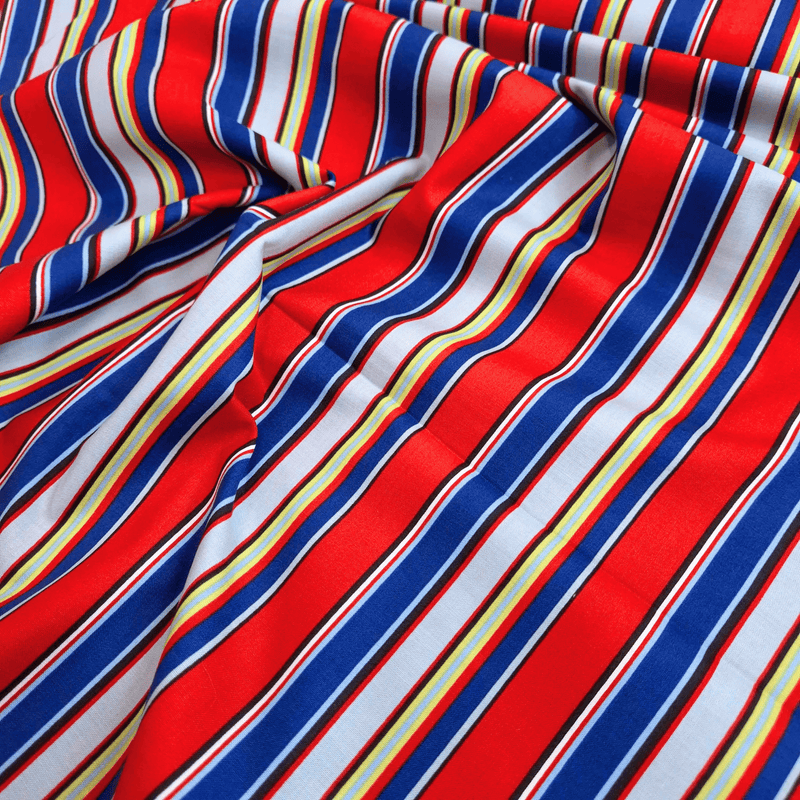 Cotone Americano H 110 cm - RIGHE ROSSO/BLU