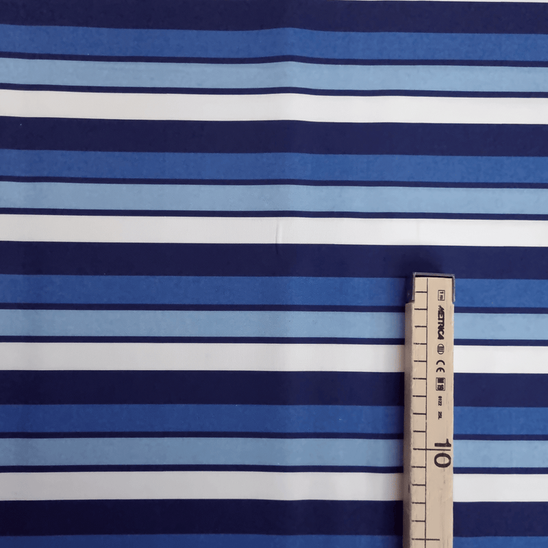 Cotone Americano H 110 cm - SQUALI E RIGHE/BLU