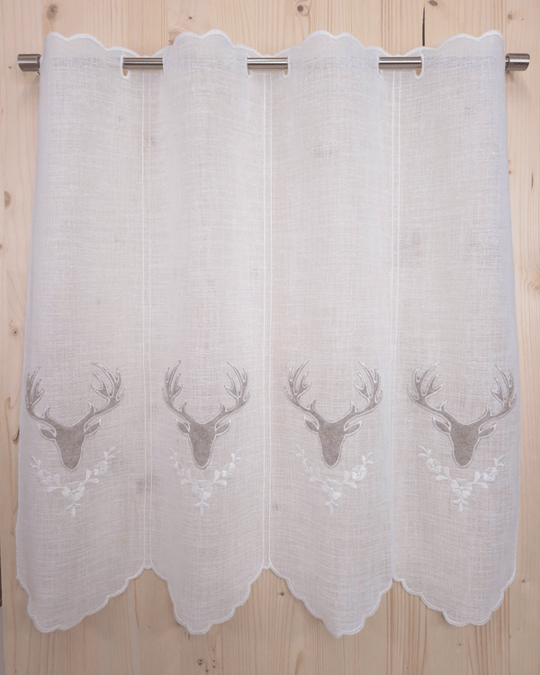 Tenda a vetro ricamata - CERVO BEIGE/BIANCO