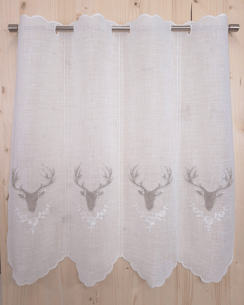 Tenda a vetro ricamata - CERVO BEIGE/BIANCO