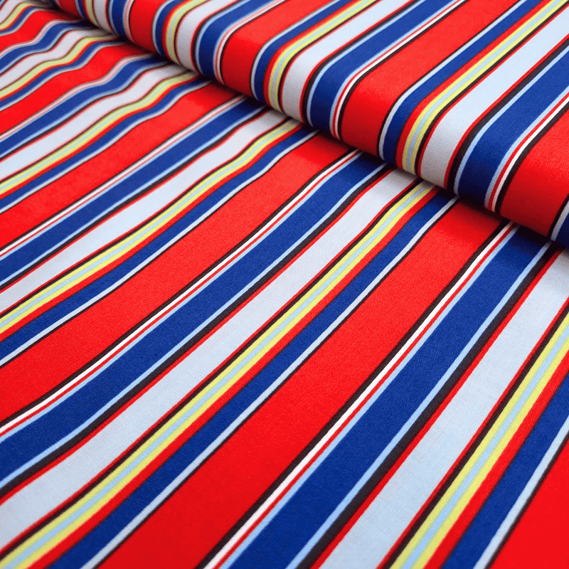 Cotone Americano H 110 cm - RIGHE ROSSO/BLU