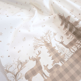 Tessuto no stiro H 150 cm - PAESAGGIO INVERNALE/SCOZZESE BEIGE