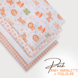 PACK BABY ANIMALETTI/FOGLIOLINE - 4 pezzi 70 x 100 cm