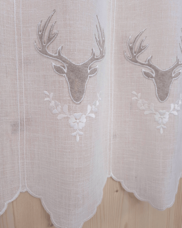 Tenda a vetro ricamata - CERVO BEIGE/BIANCO