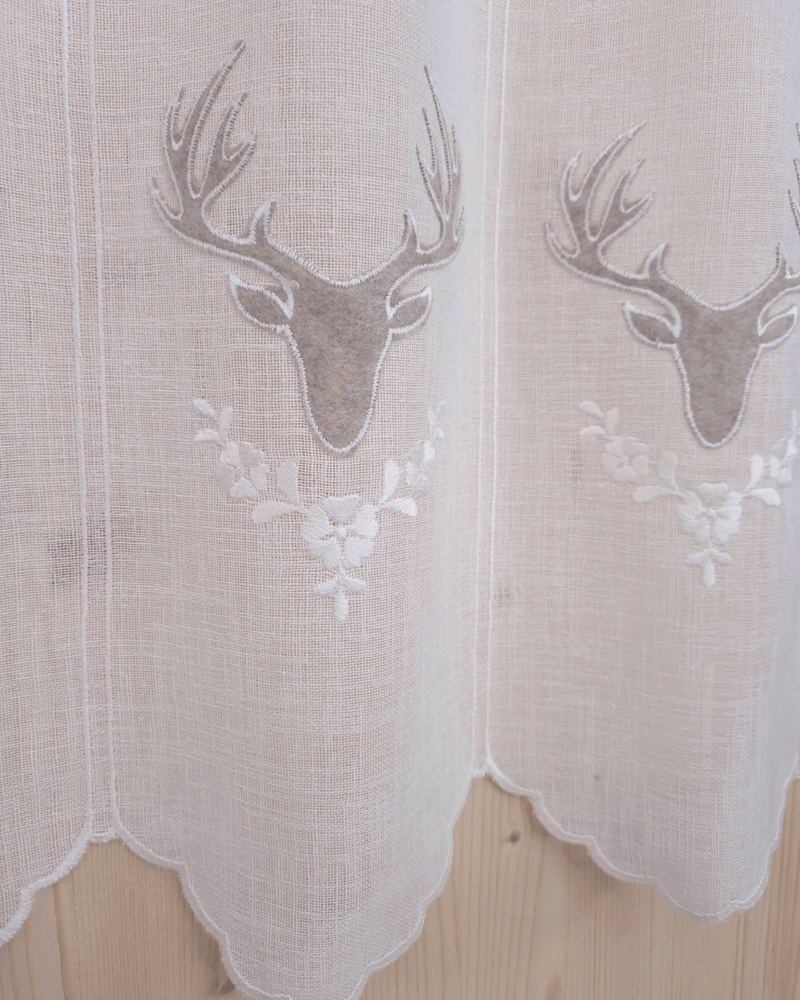 Tenda a vetro ricamata - CERVO BEIGE/BIANCO