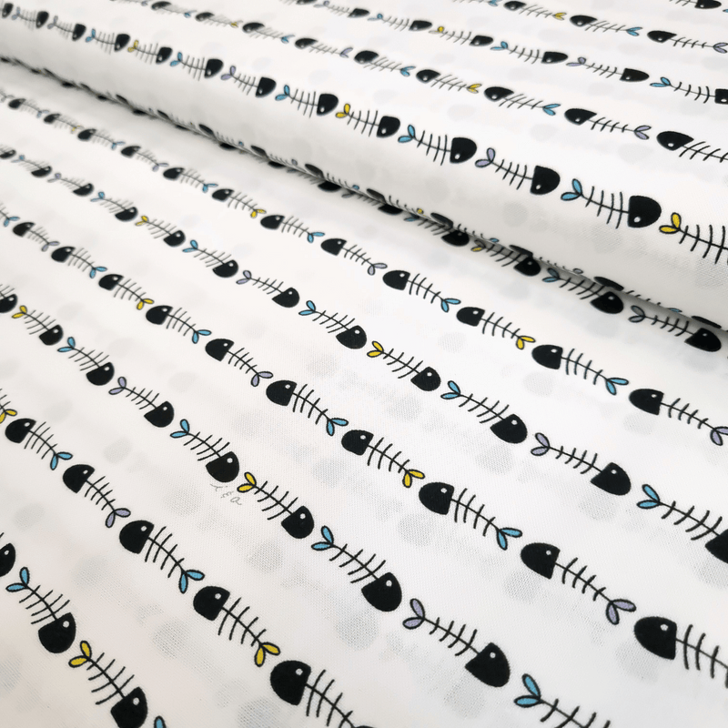 Cotone Americano H 110 cm - LISCHE DI PESCE/BIANCO E NERO