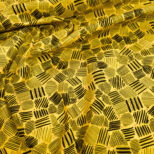 Cotone Americano H 110 cm - FANTASIA GIALLO/NERO