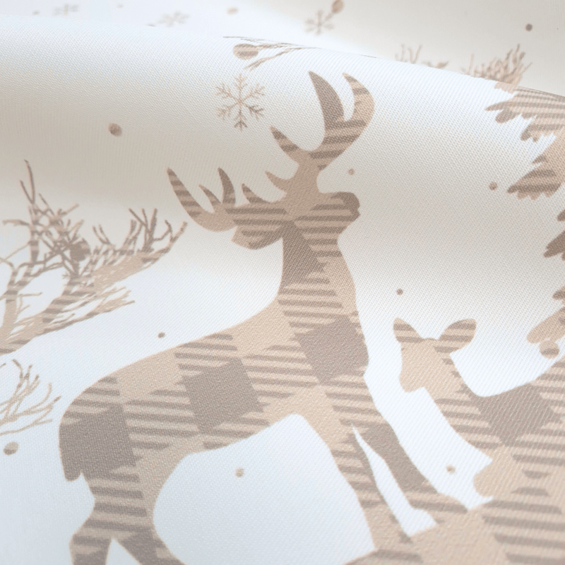 Tessuto no stiro H 150 cm - PAESAGGIO INVERNALE/SCOZZESE BEIGE