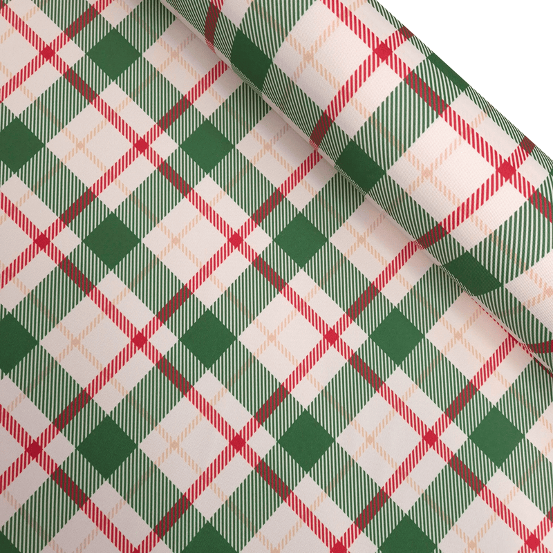 Tessuto no stiro H 150 cm - QUADRO SCOZZESE VERDE/ROSSO