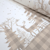 Tessuto no stiro H 150 cm - PAESAGGIO INVERNALE/SCOZZESE BEIGE