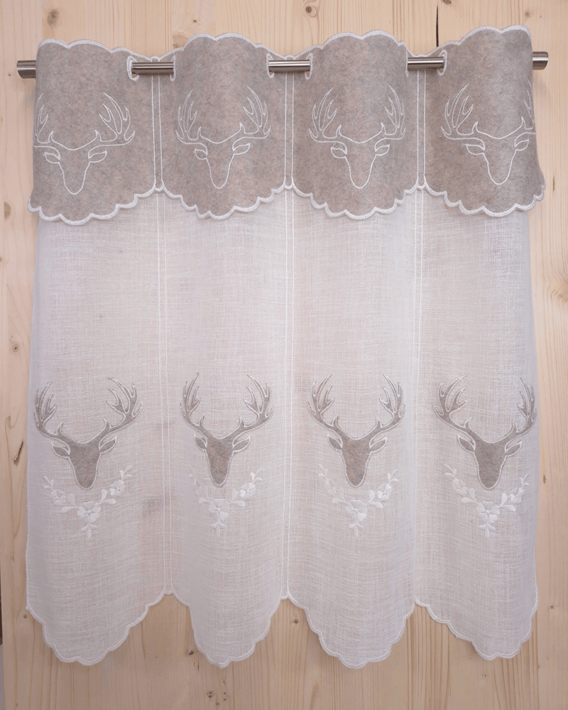 Tenda a vetro ricamata - CERVO BEIGE/BIANCO