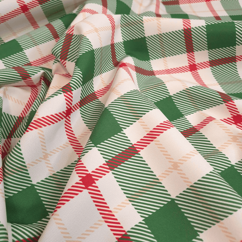 Tessuto no stiro H 150 cm - QUADRO SCOZZESE VERDE/ROSSO