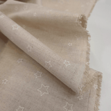 Tessuto Misto Lino H 150 cm - STELLINE BIANCHE/GREZZO