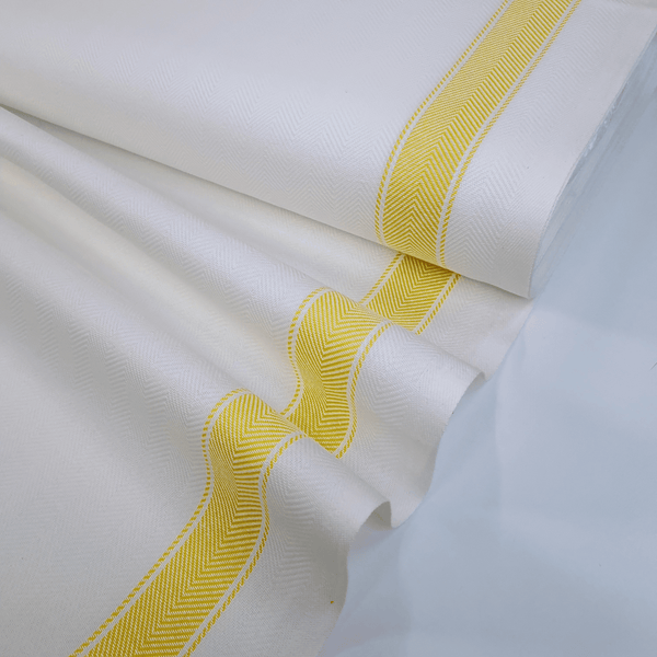 Tissu torchon chevrons H 60 cm - RAYURES BLANCHES JAUNES