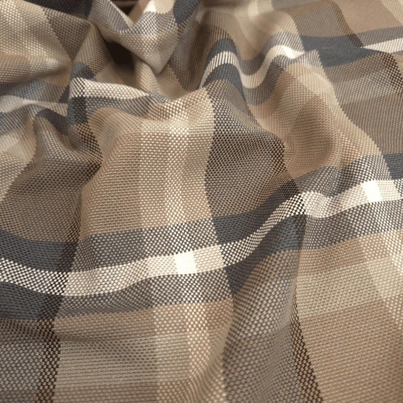 Tessuto Arredo M. Cotone H 280 cm - QUADRO BLU/TORTORA