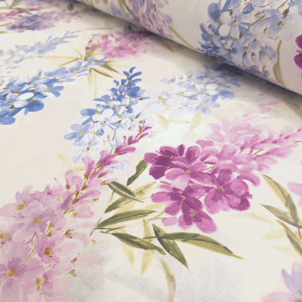 Cotone Fondo Panama Digital H 285 cm - FIORI DI PRATO COLOR PASTELLO