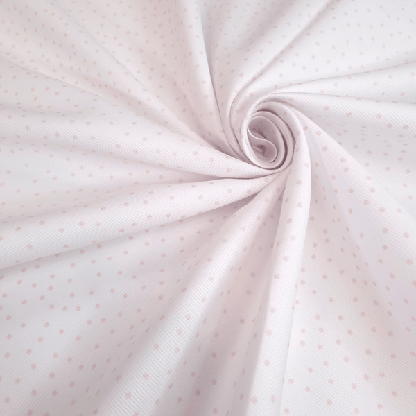 Piquet millerighe H 150 cm - POIS ROSA FONDO BIANCO