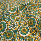 Trapuntato in tela di cotone double face H 140 cm - CERCHI IN FIORE/OTTANIO E SE