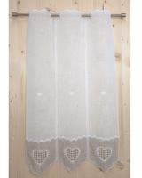 Tenda a vetro ricamata - CUORE BEIGE
