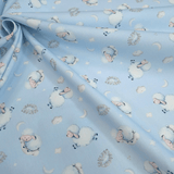 Piquet millerighe con stampa digitale H 150 cm - PECORELLE DOLCI SOGNI/AZZURRO