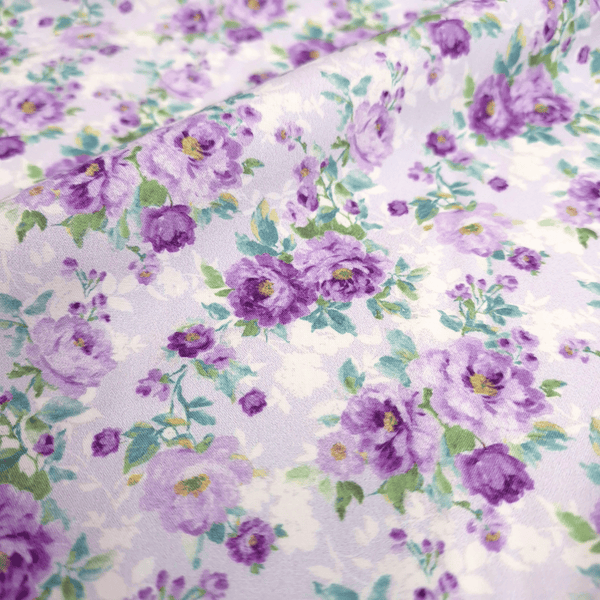Tessuto Cotone Digital H 150 cm - ROSELLINE/VIOLA