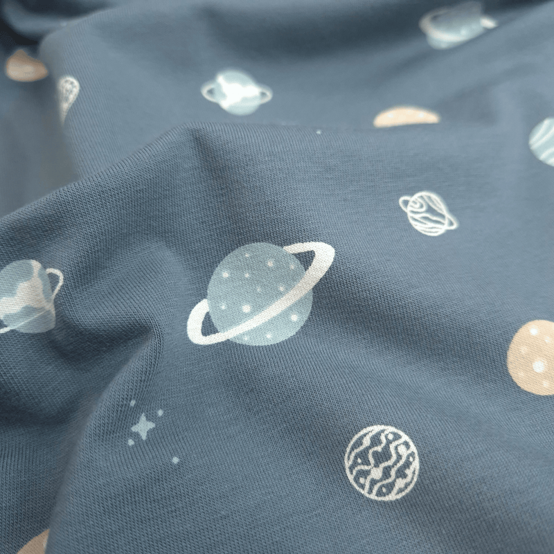 Jersey di Cotone H 150 cm - PIANETI/POLVERE SCURO