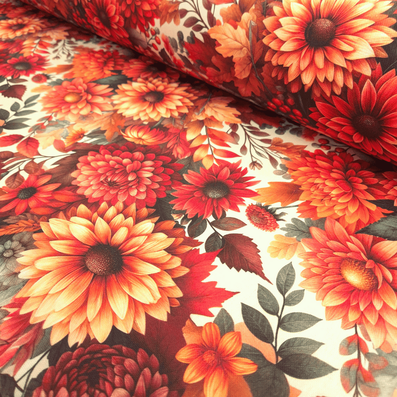 Cotone Fondo Panama Stampa Digitale H 280 cm - AUTUNNO FIORITO