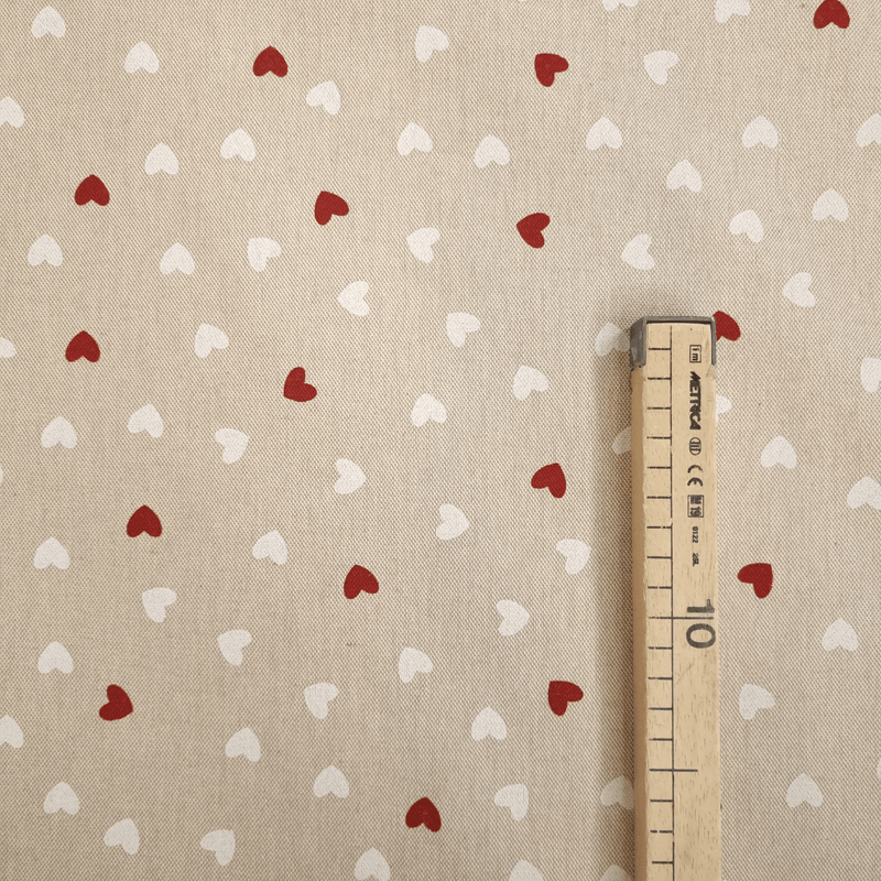 Cotone Fondo Grezzo H 280 cm - CUORICINI BIANCHI E ROSSI