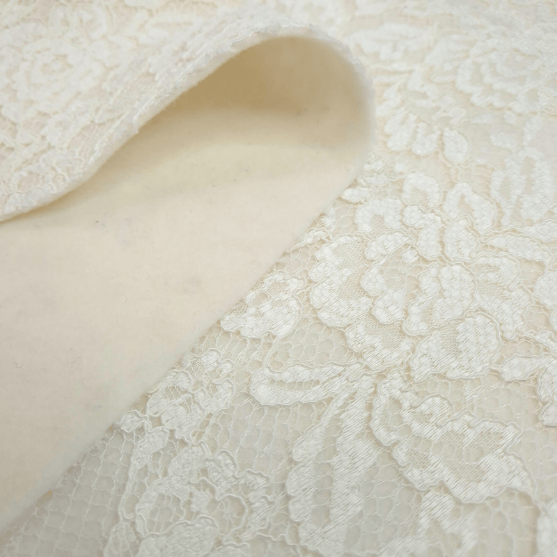 Feltro Lana con Pizzo H 135 cm - LATTE