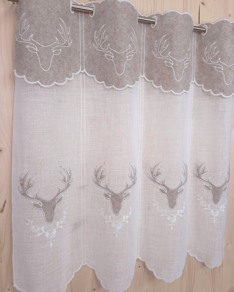 Tenda a vetro ricamata - CERVO BEIGE/BIANCO