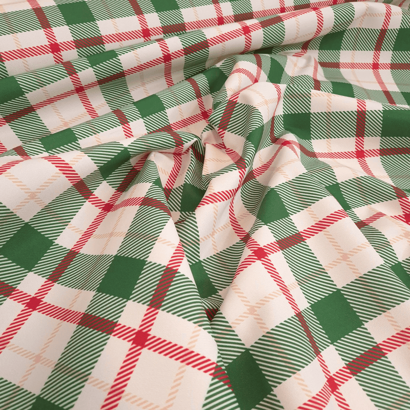 Tessuto no stiro H 150 cm - QUADRO SCOZZESE VERDE/ROSSO