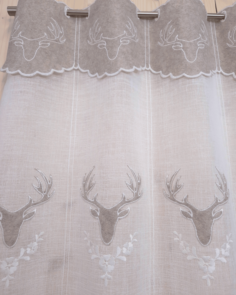 Tenda a vetro ricamata - CERVO BEIGE/BIANCO