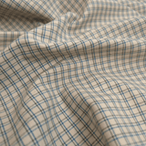 Tessuto Cotone H 110 cm - RETICOLO VERDONE E AZZURRO/ECRU