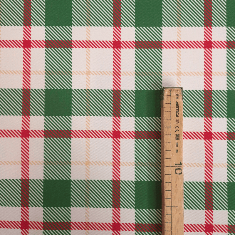 Tessuto no stiro H 150 cm - QUADRO SCOZZESE VERDE/ROSSO