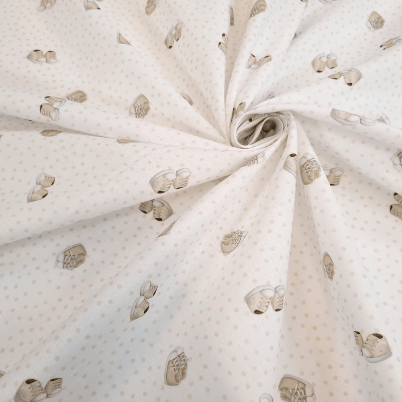 Tessuto Cotone H 150 cm - SCARPETTE/BEIGE