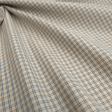Tessuto Cotone H 110 cm - RETICOLO VERDONE E AZZURRO/ECRU