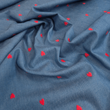 Jeans in cotone leggero H 150 cm - CUORI ROSSI RICAMATI