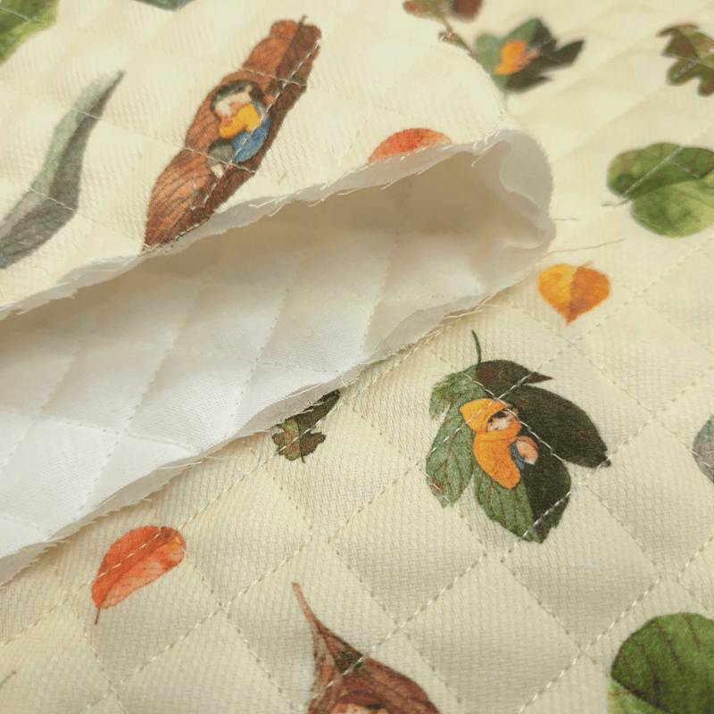 Trapuntato in piquet millerighe double face H 150 cm - SOGNI TRA LE FOGLIE