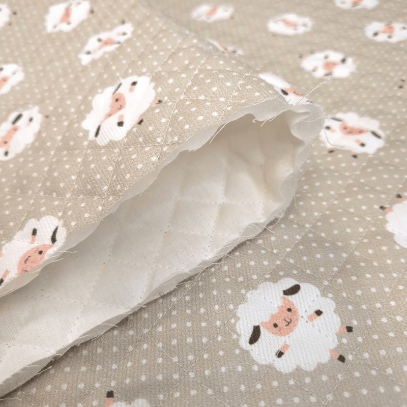 Trapuntato in piquet millerighe double face H 150 cm - PECORELLE BEIGE
